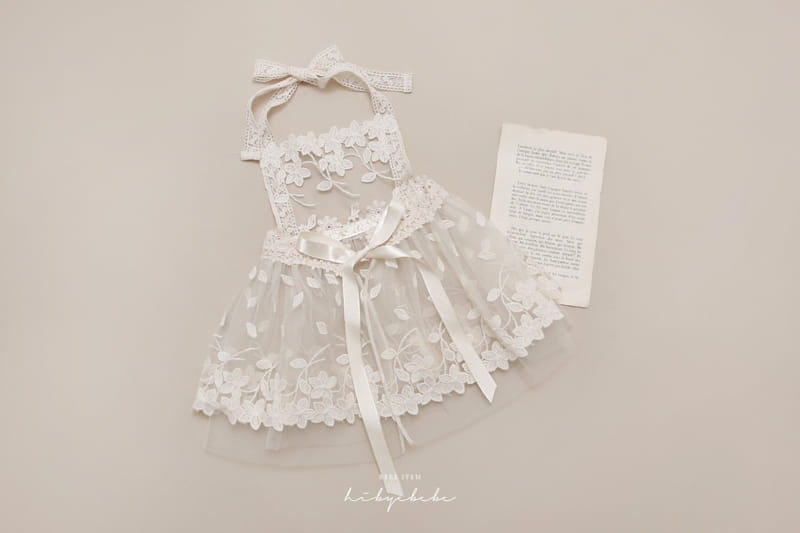 HI BYEBEBE~Baby Lace Overlay Dress~Cream White and Willow HI BYEBEBE~Baby Lace Overlay Dress~Cream White and Willow
