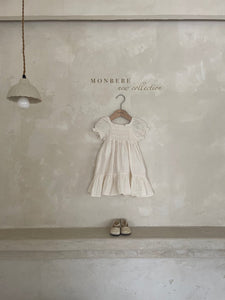 MONBEBE Ella Shirred Dress~Cream