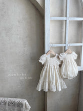 Load image into Gallery viewer, MONBEBE Ella Shirred Baby Romper ~Cream