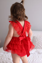 Load image into Gallery viewer, Luella Ruffle Bum Romper -Cherry