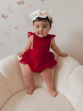 Load image into Gallery viewer, Luella Ruffle Bum Romper -Cherry