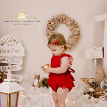 Load image into Gallery viewer, Luella Ruffle Bum Romper -Cherry