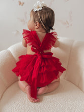Load image into Gallery viewer, Luella Ruffle Bum Romper -Cherry