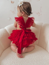 Load image into Gallery viewer, Luella Ruffle Bum Romper -Cherry