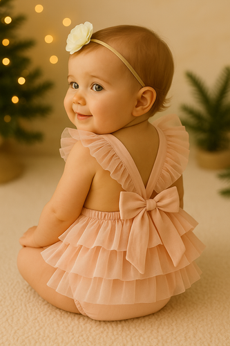 Luella Ruffle Bum Romper-Rose Pink