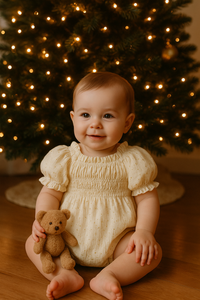 HI BYEBEBE~Cream/Gold Sparkle Romper