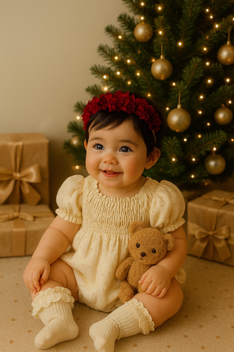 HI BYEBEBE~Cream/Gold Sparkle Romper