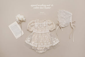 HI BYEBEBE~Cream Lace Baby Bonnet