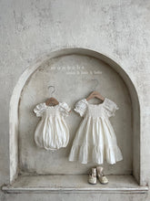 Load image into Gallery viewer, MONBEBE Ella Shirred Baby Romper ~Cream