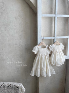 MONBEBE Ella Shirred Dress~Cream
