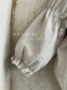 MONBEBE Maya Long Sleeve Linen Romper- Natural