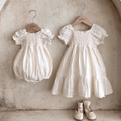 MONBEBE Ella Shirred Dress~Cream