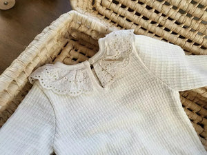 HI BYE BEBE Sophie Knit Frill Bodysuit-Ivory